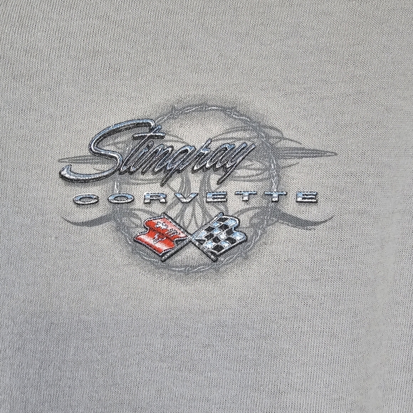 Corvette Stingray Shirt Mens Large Beige Short Sleeve Hot Rod Classic Car Chevy - Picture 4 of 9